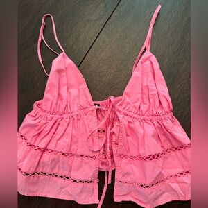 Zara pink tie front camisole tank XS